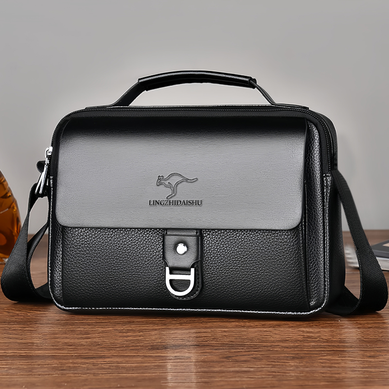 Leather Work Handbags - Прочная износостойкая двухцветная деловая сумка с