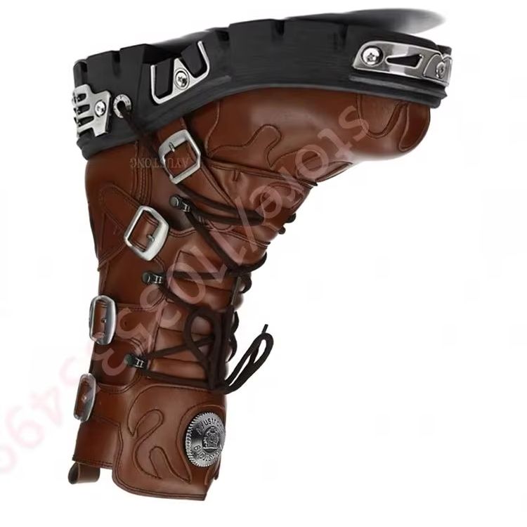 Belt Buckle Blank - Мотоциклетные ботинки в стиле панк с